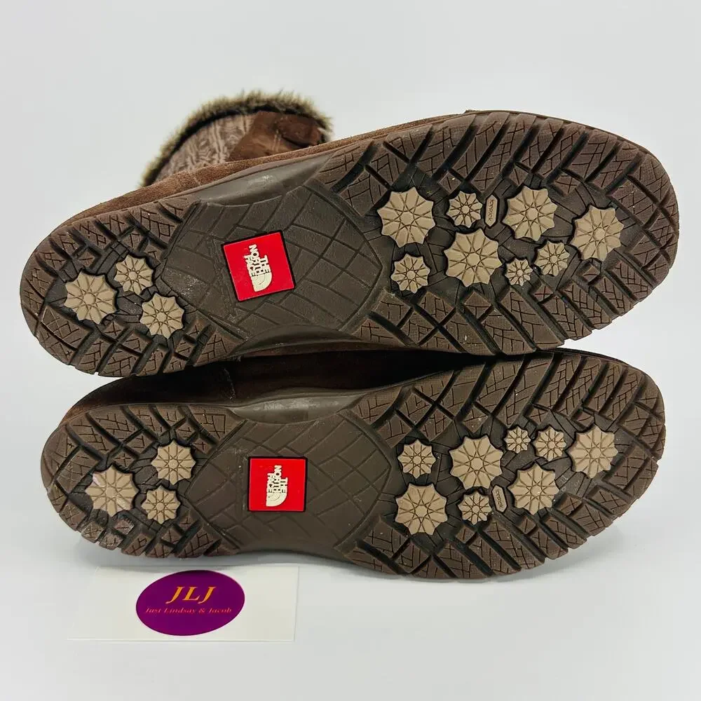North Face Women's Nuptse Purna II Brown Waterproof Suede Winter Boots Size 9